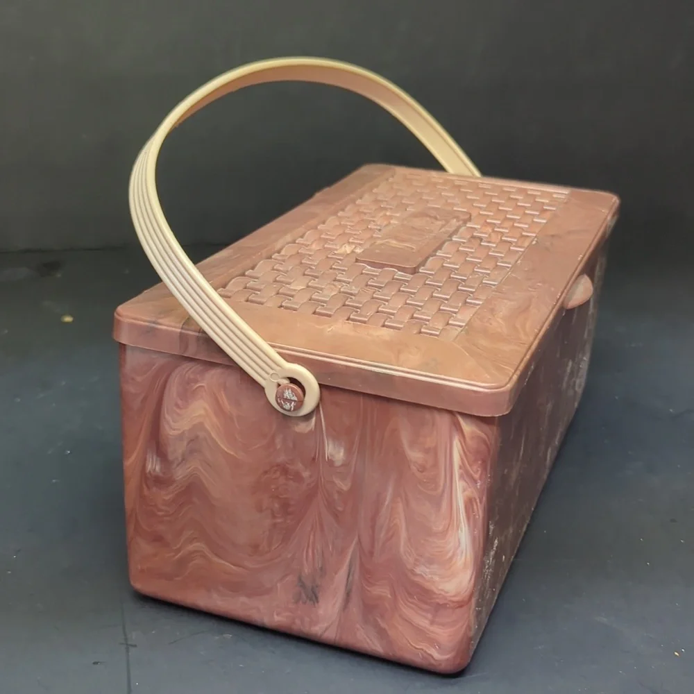 Vintage Marbled‎ Plastic Sewing Caddy Case